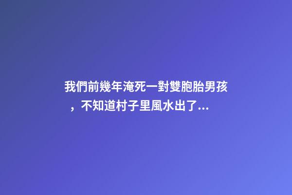 我們前幾年淹死一對雙胞胎男孩，不知道村子里風水出了什么問題導